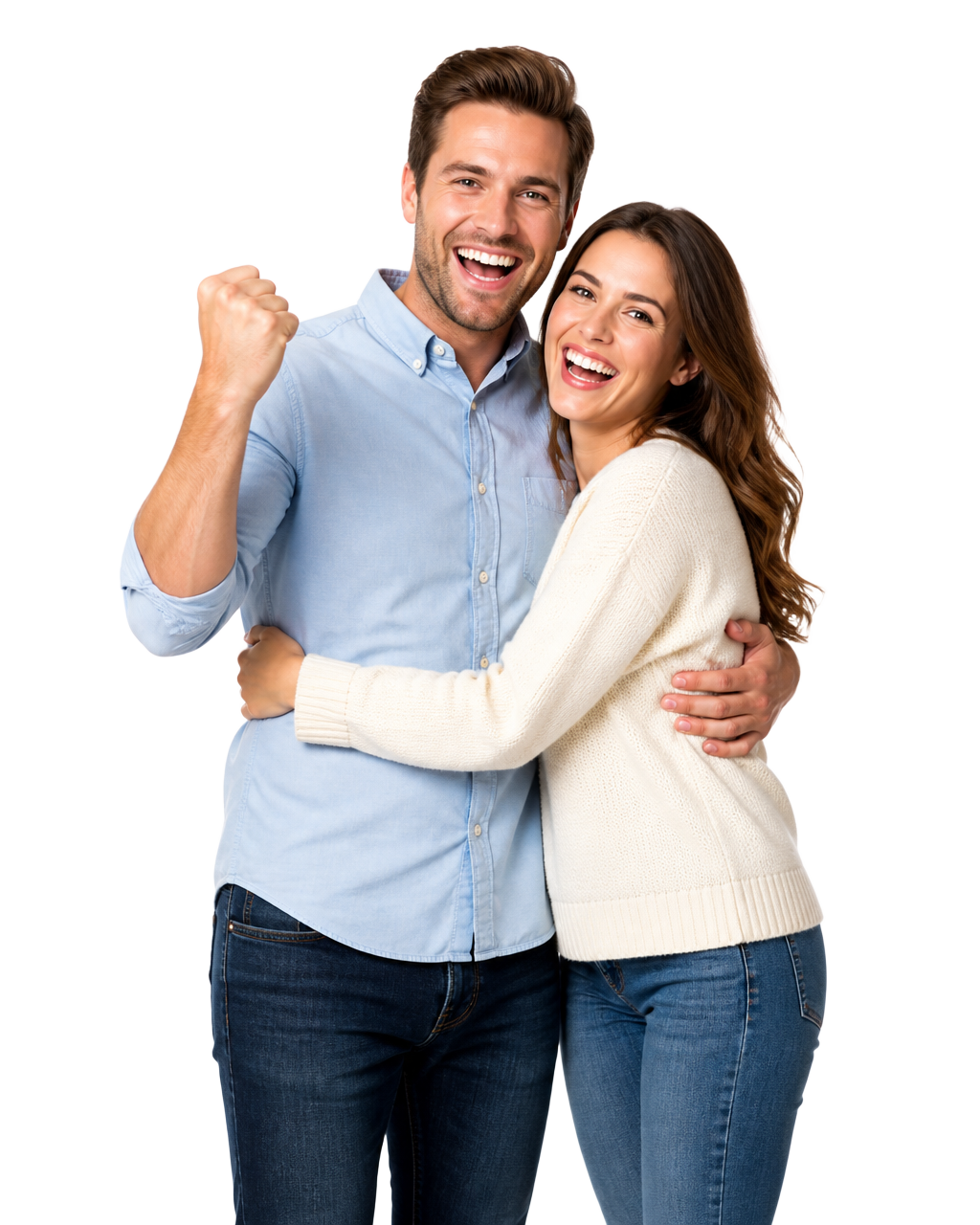 Happy couple celebrating their approved personal loan